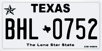 TX license plate BHL0752