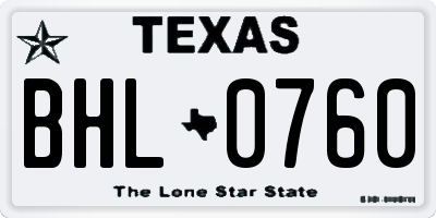 TX license plate BHL0760