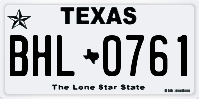 TX license plate BHL0761
