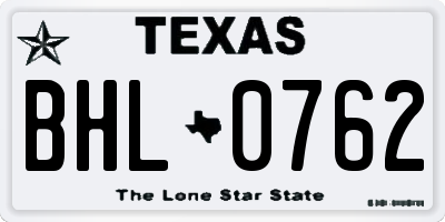 TX license plate BHL0762