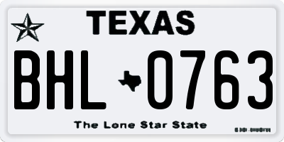 TX license plate BHL0763
