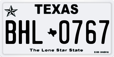TX license plate BHL0767