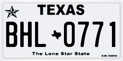 TX license plate BHL0771