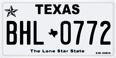 TX license plate BHL0772