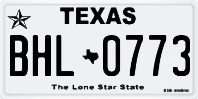 TX license plate BHL0773