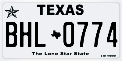 TX license plate BHL0774