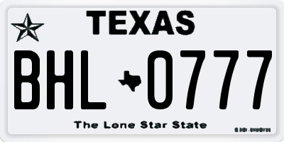 TX license plate BHL0777
