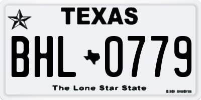 TX license plate BHL0779