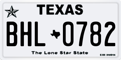 TX license plate BHL0782
