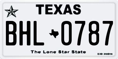 TX license plate BHL0787