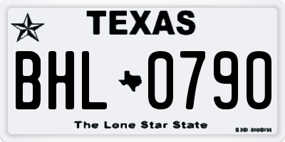 TX license plate BHL0790