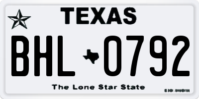 TX license plate BHL0792