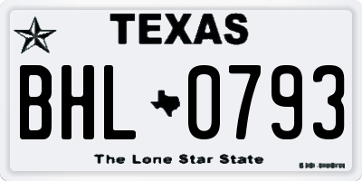 TX license plate BHL0793