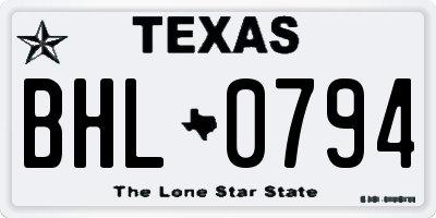 TX license plate BHL0794