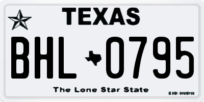 TX license plate BHL0795