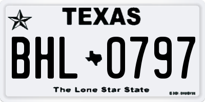 TX license plate BHL0797