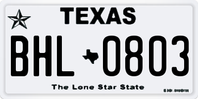 TX license plate BHL0803