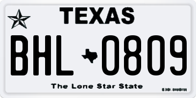 TX license plate BHL0809
