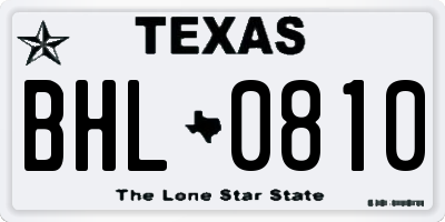 TX license plate BHL0810