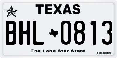 TX license plate BHL0813