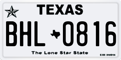 TX license plate BHL0816