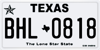 TX license plate BHL0818