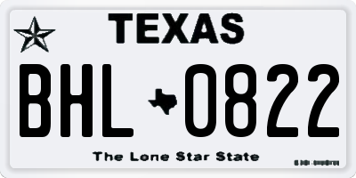 TX license plate BHL0822