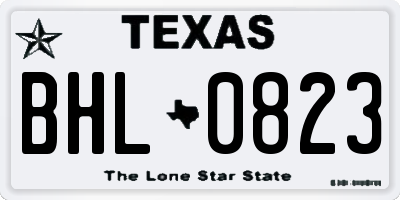 TX license plate BHL0823