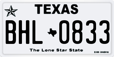 TX license plate BHL0833