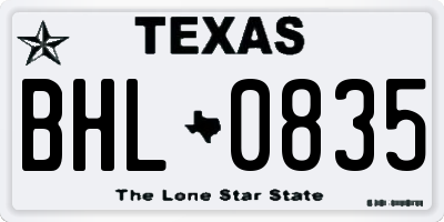 TX license plate BHL0835