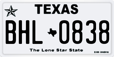 TX license plate BHL0838