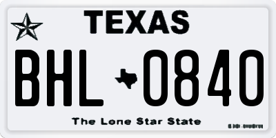 TX license plate BHL0840