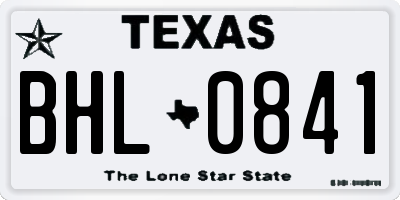 TX license plate BHL0841