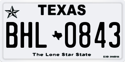 TX license plate BHL0843