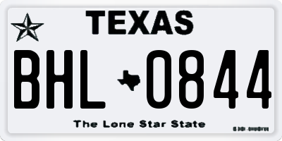 TX license plate BHL0844