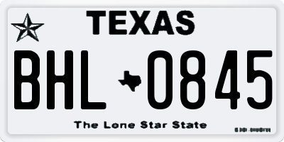 TX license plate BHL0845