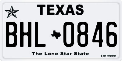 TX license plate BHL0846