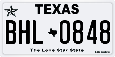 TX license plate BHL0848