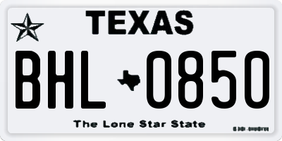 TX license plate BHL0850