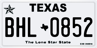 TX license plate BHL0852