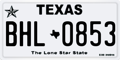 TX license plate BHL0853