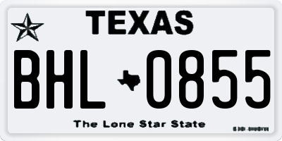 TX license plate BHL0855