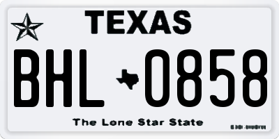 TX license plate BHL0858