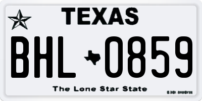 TX license plate BHL0859