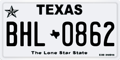 TX license plate BHL0862