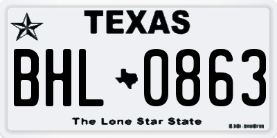 TX license plate BHL0863