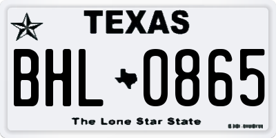TX license plate BHL0865