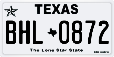 TX license plate BHL0872