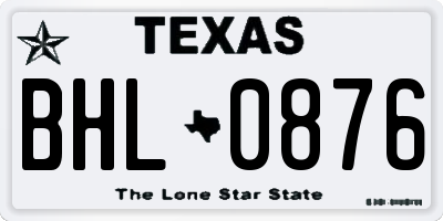 TX license plate BHL0876