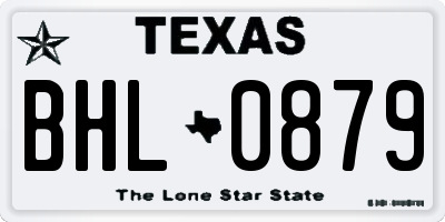 TX license plate BHL0879